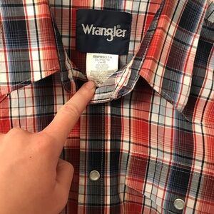 Wrangler Red/White/Blue Button Up Shirt